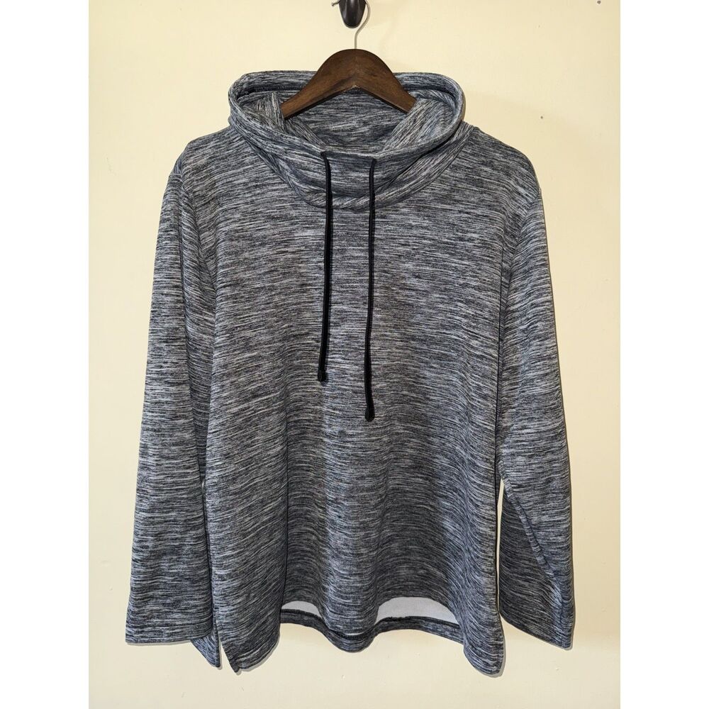 Columbia Heather Gray Space Dye Cowl Neck Fleece Pullover Hoodie XL